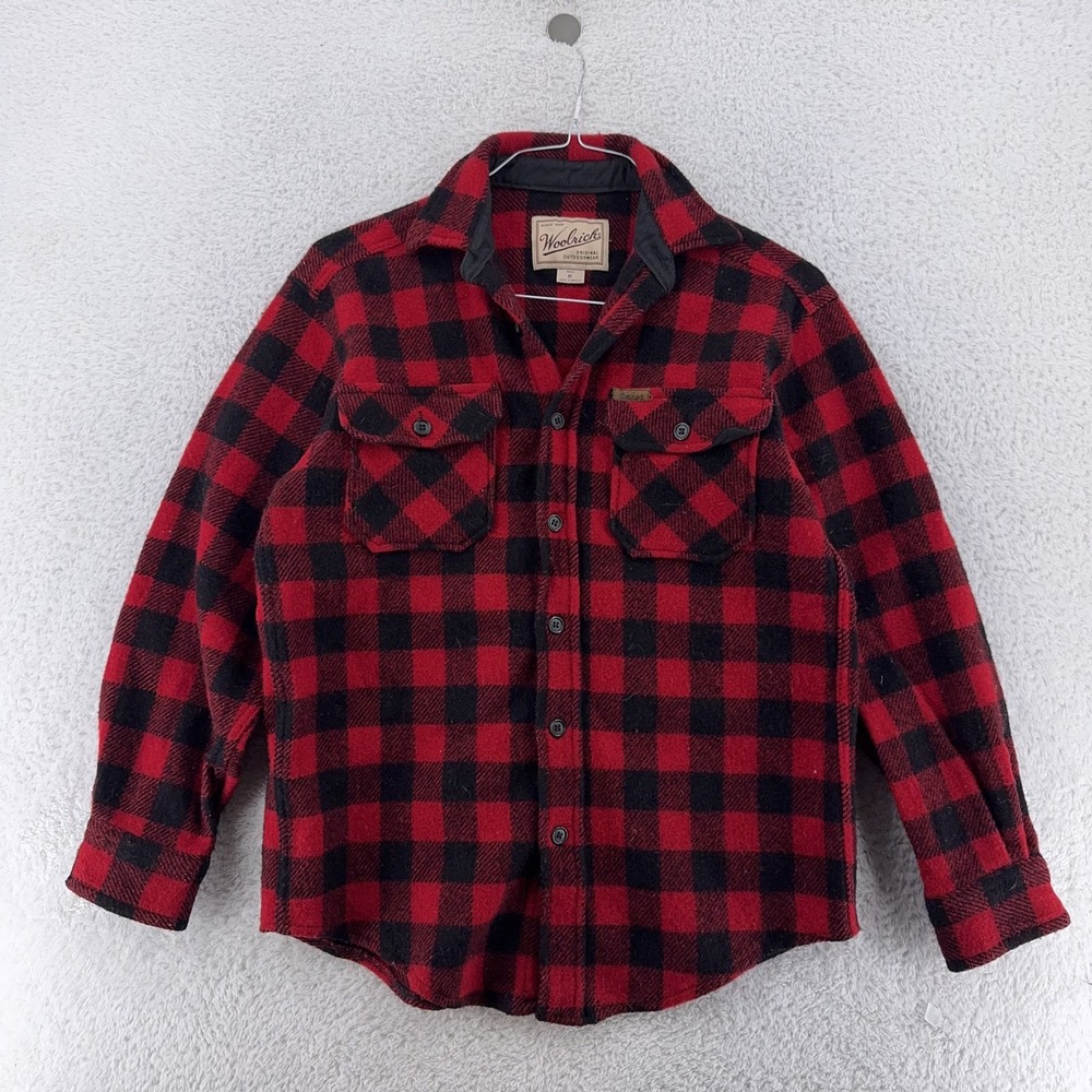 Woolrich Buffalo Plaid Button Up Shirt‎ Mens M Red Black Flannel Outdoor Coat